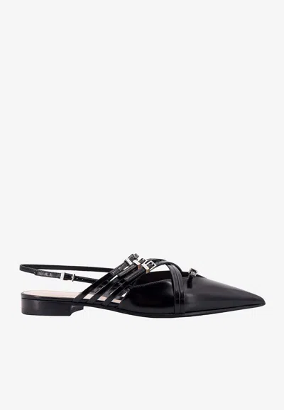 Gucci 15mm Leather Strappy Ballet Flats In Black