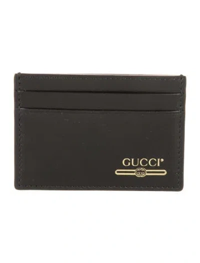 Pre-owned Gucci Leather Printed Card Holder In Black
