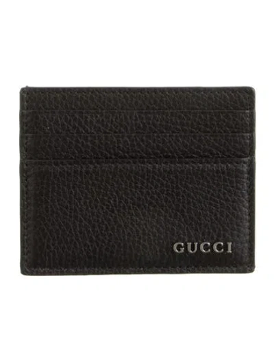 Pre-owned Gucci Leather Printed Card Holder In Black