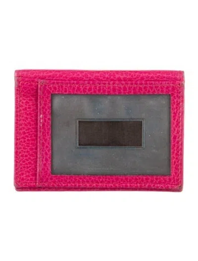 Pre-owned Gucci Leather Printed Card Holder In Pink