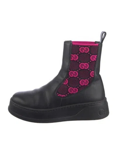 Pre-owned Gucci Leather Printed Chelsea Boots In Multi