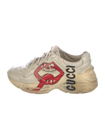 Pre-owned Gucci Leather Printed Chunky Sneakers