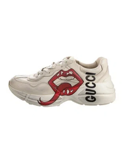 Pre-owned Gucci Leather Printed Chunky Sneakers In Neutral