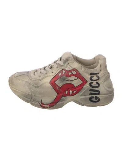 Pre-owned Gucci Leather Printed Chunky Sneakers In Neutral