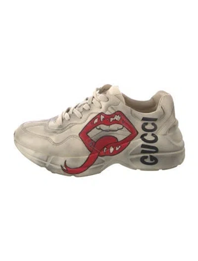 Pre-owned Gucci Leather Printed Chunky Sneakers In Neutral