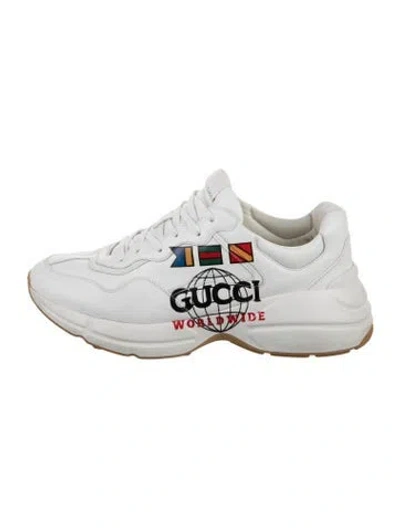 Pre-owned Gucci Leather Printed Chunky Sneakers In Neutral