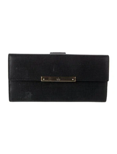 Pre-owned Gucci Leather Printed Continental Wallet In Black