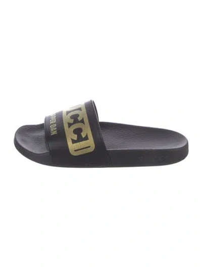 Pre-owned Gucci Leather Printed Slides In Multi