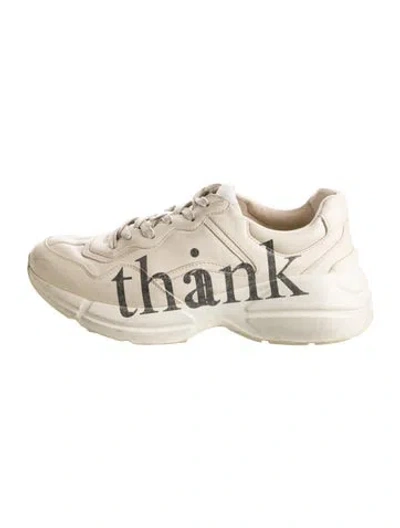 Pre-owned Gucci Leather Printed Sneakers In Neutral