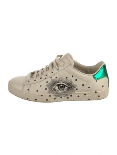 Pre-owned Gucci Leather Printed Sneakers In Neutral