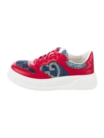 Pre-owned Gucci Leather Printed Sneakers In Red