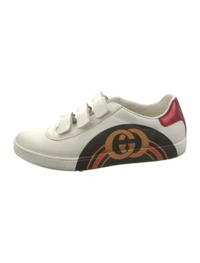 Pre-owned Gucci Leather Printed Sneakers In White