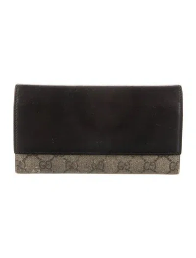 Pre-owned Gucci Leather Printed Wallet In Black