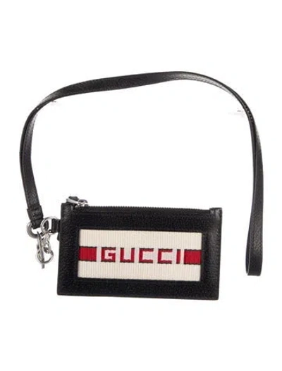 Pre-owned Gucci Leather Printed Wallet In Black
