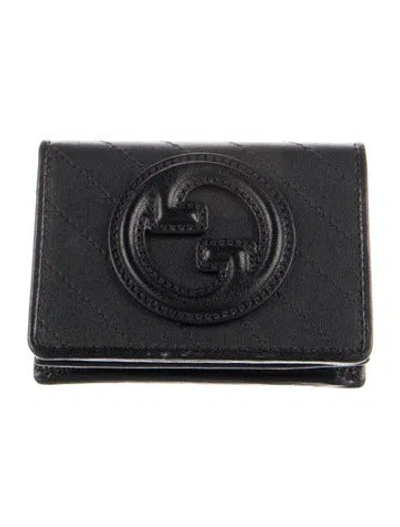 Pre-owned Gucci Leather Printed Wallet In Black
