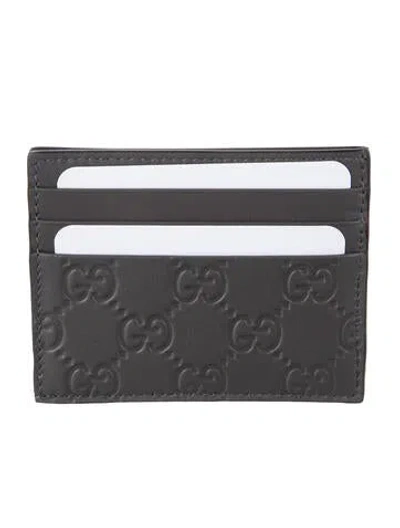 Pre-owned Gucci Leather Printed Wallet In Gray