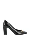 Gucci Signora Pumps Block Heel Gold Tone Hardware In Black