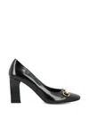Gucci Signora Pumps Block Heel Gold Tone Hardware In Black