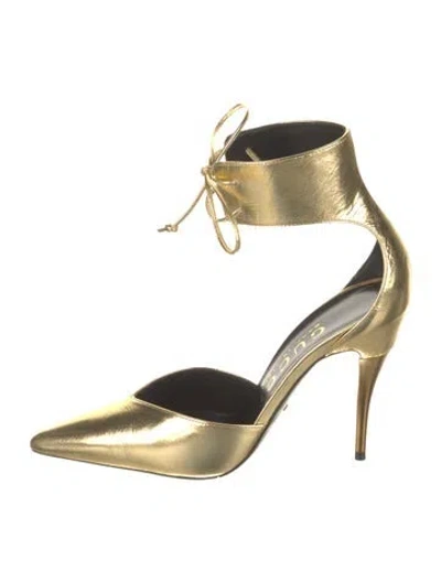 Pre-owned Gucci Leather Pumps W/ Tags In Gold/metallic