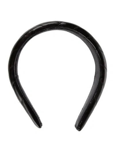 Pre-owned Gucci Leather Quilted Headband In Black