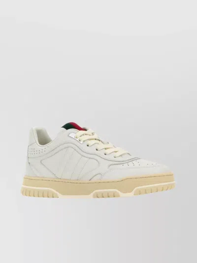 Gucci Leather Re-web Sneakers Featuring Perforated Detailing