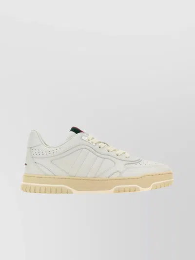 GUCCI LEATHER RE-WEB SNEAKERS FEATURING PERFORATED DETAILING