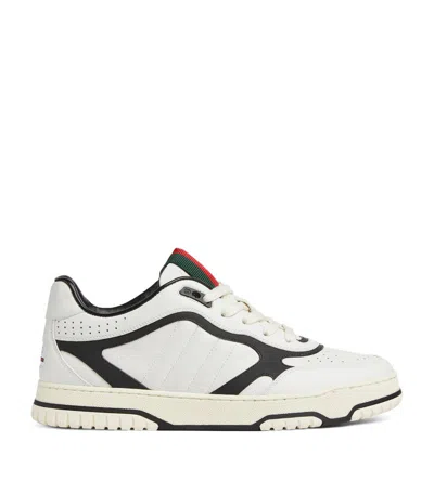 Gucci Leather Re-web Sneakers In White