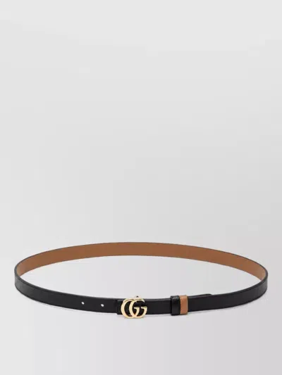 Gucci Leather Reversible Belt In Black