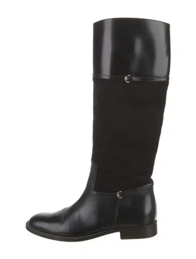 Pre-owned Gucci Leather Riding Boots In Black