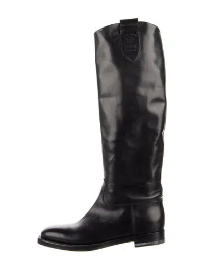 Pre-owned Gucci Leather Riding Boots In Black