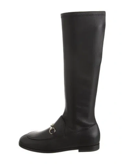 Pre-owned Gucci Leather Riding Boots In Black