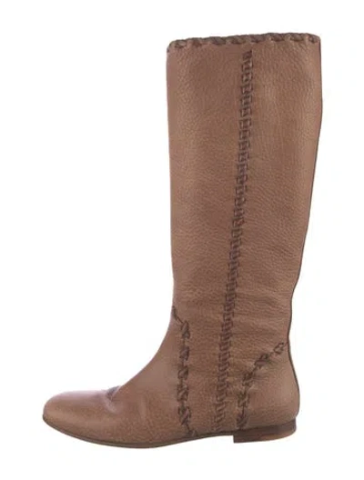 Pre-owned Gucci Leather Riding Boots In Brown