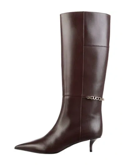 Pre-owned Gucci Leather Riding Boots In Brown