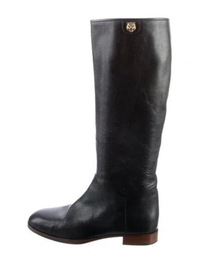 Pre-owned Gucci Leather Riding Boots In Multi
