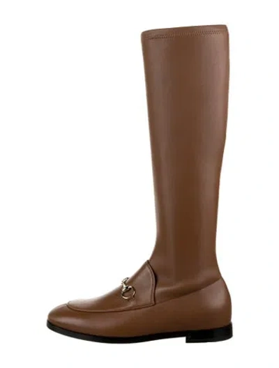 Pre-owned Gucci Leather Riding Boots W/ Tags In Brown