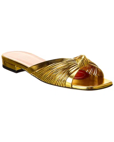 Gucci Leather Sandal In Gold