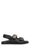 Gucci Nappa Leather Open Toe Flat Sole Sandals In Black