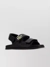 Gucci Leather Sandals Gold-tone Hardware Open Toe In Black