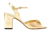 Gucci Leather Block Heel Sandals With Gold-tone Hardware In Multi