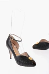 GUCCI LEATHER SANDALS WITH JEWEL DETAIL HEEL 10 CM