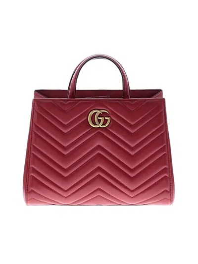 Pre-owned Gucci Leather Satchel In Red