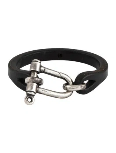 Pre-owned Gucci Leather Shackle Bracelet, 7.5" In Multi