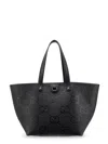 Gucci Men Leather Shopping Bag With Jumbo Gg Motif In Black