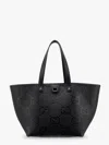 Gucci Men Leather Shopping Bag With Jumbo Gg Motif In Black