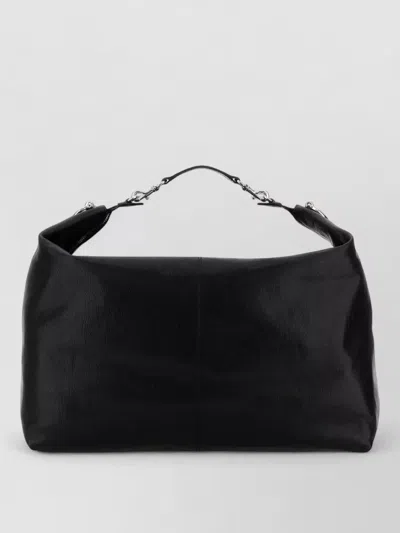 Gucci Leather Shopping Tote Bag Metal Hardware In Black