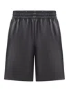 Gucci Black Bermuda Shorts With Elasticated Waist And Logo Lettering In Leather Man In Black