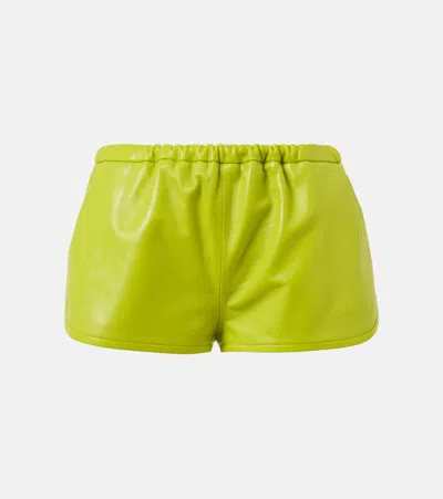 Gucci Lime Green Shorts In Leather In Metallic