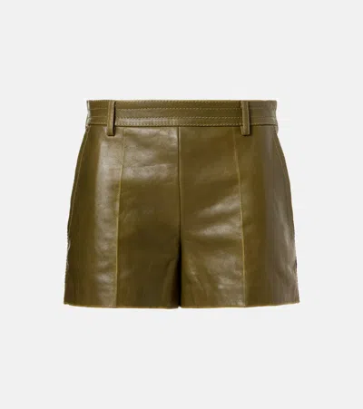 Gucci Leather Shorts In Green