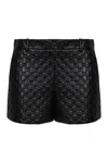Gucci Leather Shorts With Gg Embossing In Black