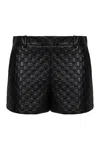 Gucci Leather Shorts With Gg Embossing In Black